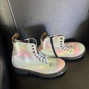 Doc Martins Iridescent Lace-Up Boots-NEW beautiful Boots-shimmer boots-quality